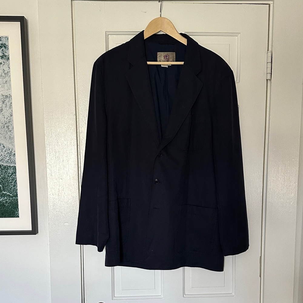 The Territory Ahead Navy Silk-Cotton Blend Jacket